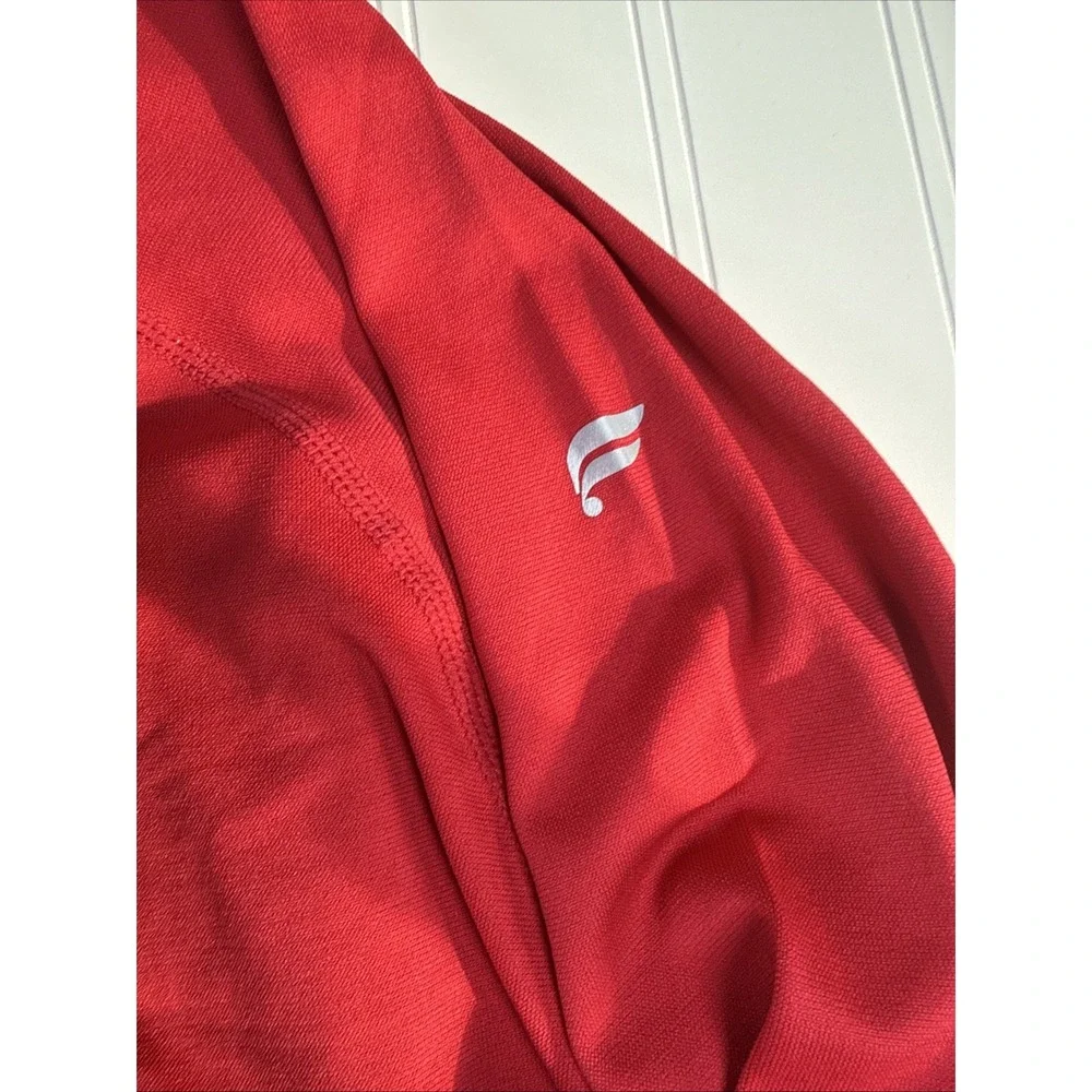 Fabletics‎ Shirt Men XXL Red Solid Long Sleeve Casual Crew Neck Workout Gym